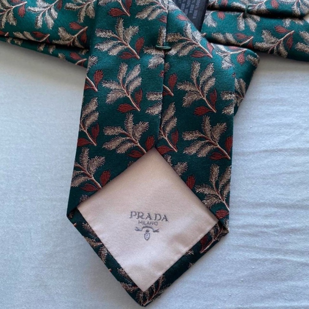 Prada Green Silk Jacquard Tie